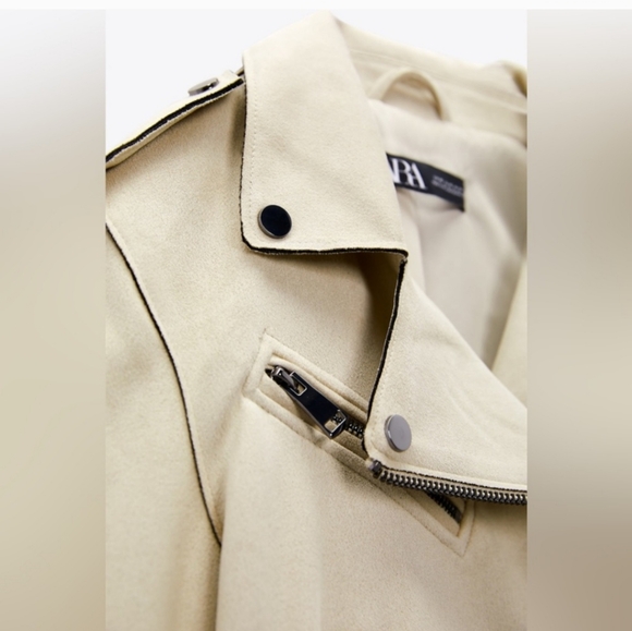 NWOT ZARA FAUX LEATHER MOTO JACKET- Size medium - Picture 4 of 7